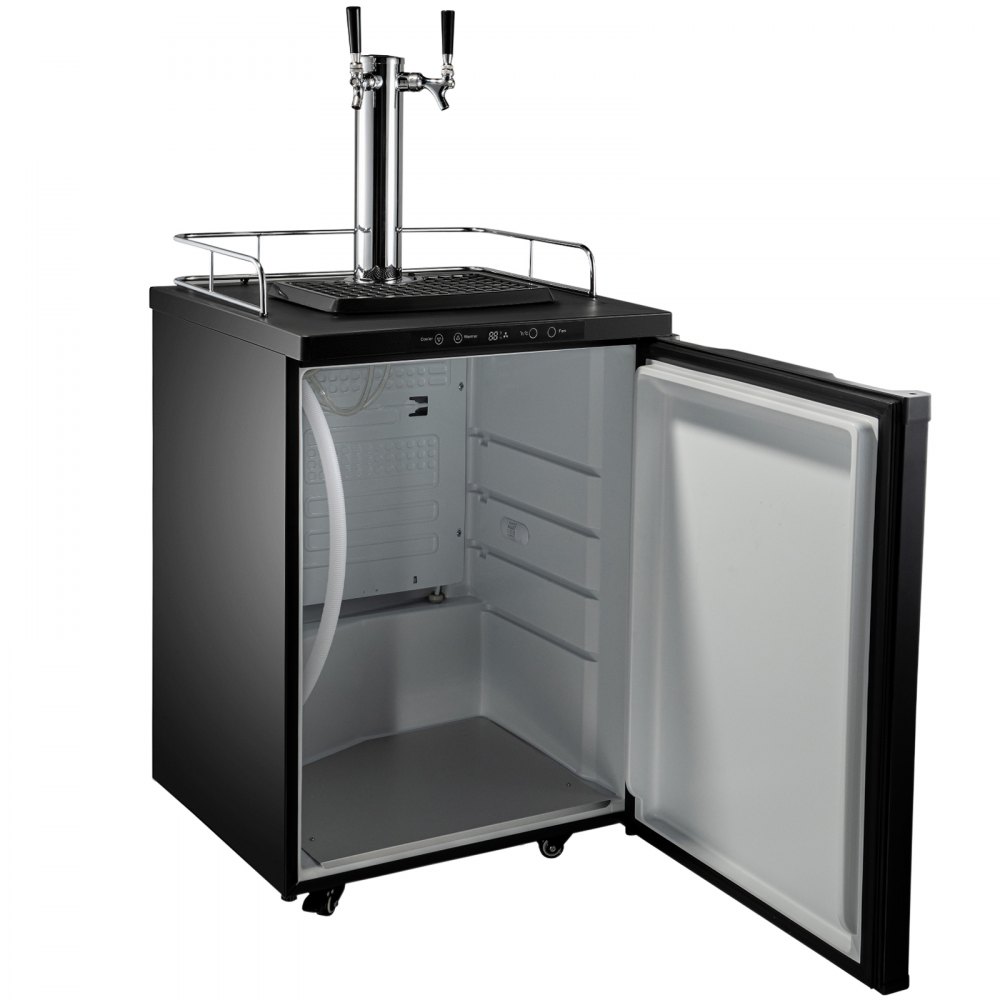 VEVOR, dispensador de cerveza Kegerator de tamaño completo, refrigerador gris, doble grifo s