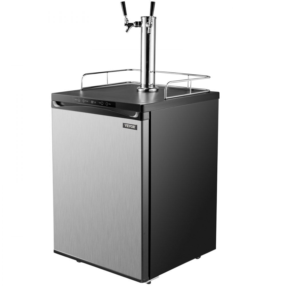 VEVOR, dispensador de cerveza Kegerator de tamaño completo, refrigerador gris, doble grifo s