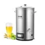 Sistema de elaboración de cerveza eléctrico VEVOR, olla de 8 galones, cervecera casera todo en uno, suministros de acero inoxidable 304 con panel, incluye tapa de vidrio, asa, grifo y panel de control electrónico.