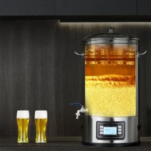 Sistema de elaboración de cerveza eléctrico VEVOR, olla de 8 galones, cervecero casero todo en uno, suministros de elaboración de cerveza de acero inoxidable 304 con panel, incluye tapa de vidrio, manija, grifo, control de panel electrónico