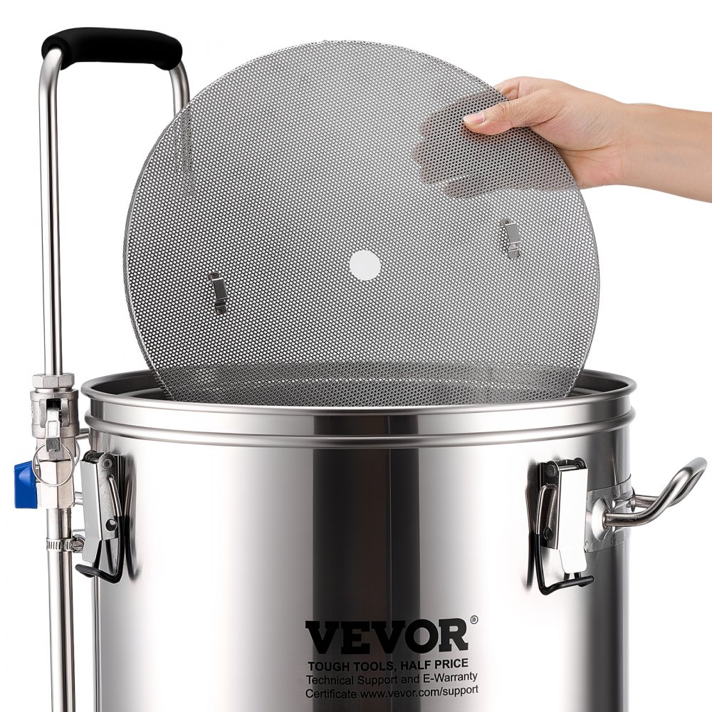 Sistema de elaboración de cerveza eléctrico VEVOR, olla de 35 L/9,2 galones, máquina para hacer cerveza casera todo en uno con bomba, dispositivo para hervir puré con panel, modo automático/manual, potencia de 100-1800 W, temperatura de 25-100 °C, temporizador de 1-180 min, memoria de recetas.