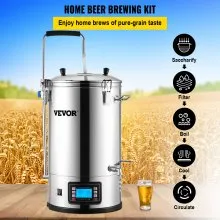 Sistema de elaboración de cerveza eléctrica VEVOR, olla de elaboración de 35 L/9,2 galones, cafetera de cerveza doméstica todo en uno con bomba, dispositivo de hervido de puré con panel, modo automático/manual 100-1800 W Potencia 25-100 ℃ Temp Temporizador de 1-180 min Memoria de recetas