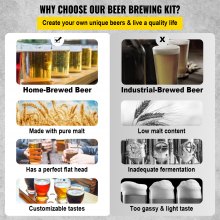 Sistema de elaboración de cerveza eléctrica VEVOR, olla de elaboración de 35 L/9,2 galones, cafetera de cerveza doméstica todo en uno con bomba, dispositivo de hervido de puré con panel, modo automático/manual 100-1800 W Potencia 25-100 ℃ Temp Temporizador de 1-180 min Memoria de recetas