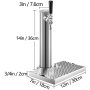 Kit kegerator VEVOR con dimensiones etiquetadas: 3 pulgadas de diámetro, 14 pulgadas de altura, base de 7x12 pulgadas.