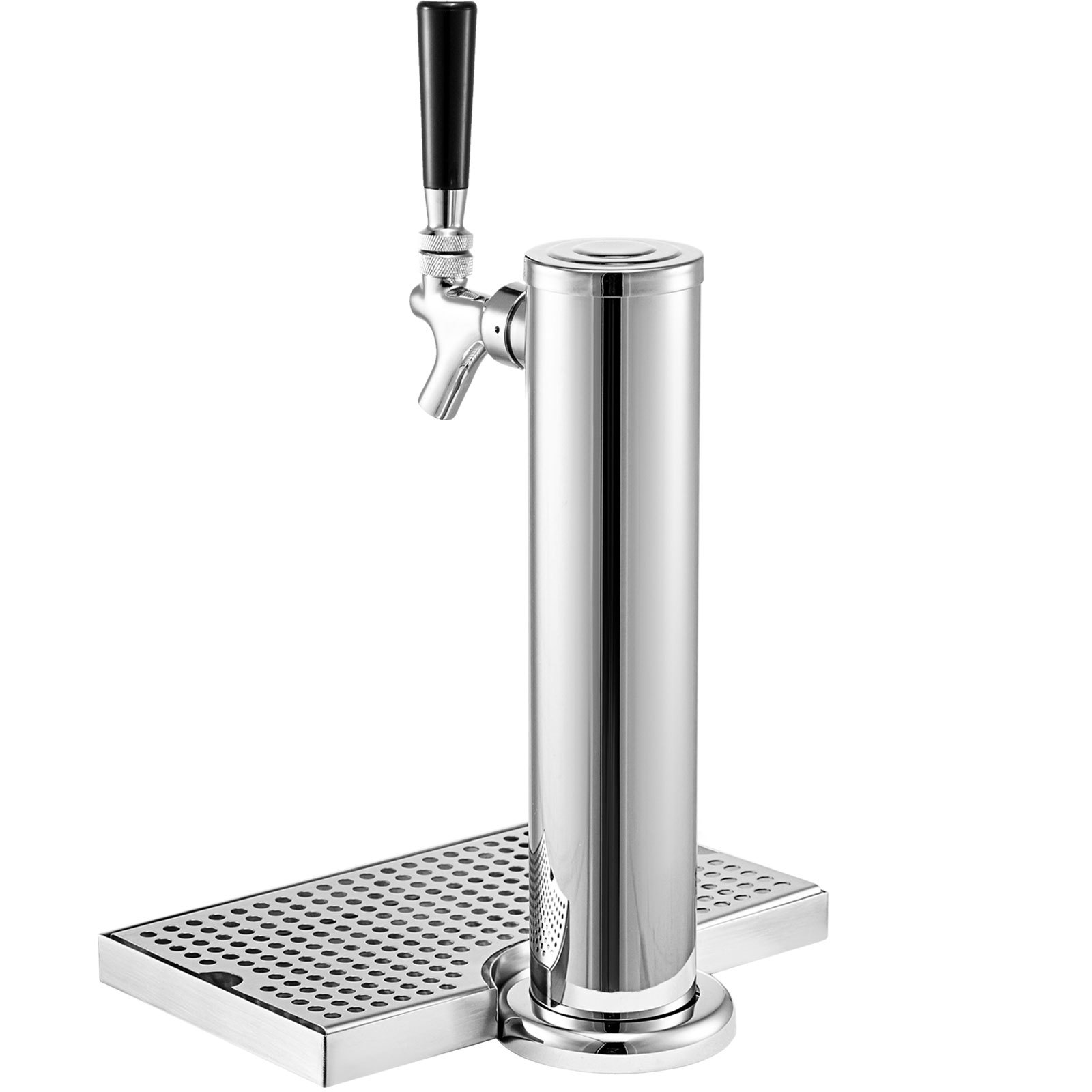 Dispensador de cerveza cromado del kit kegerator de VEVOR con bandeja de goteo y mango negro.