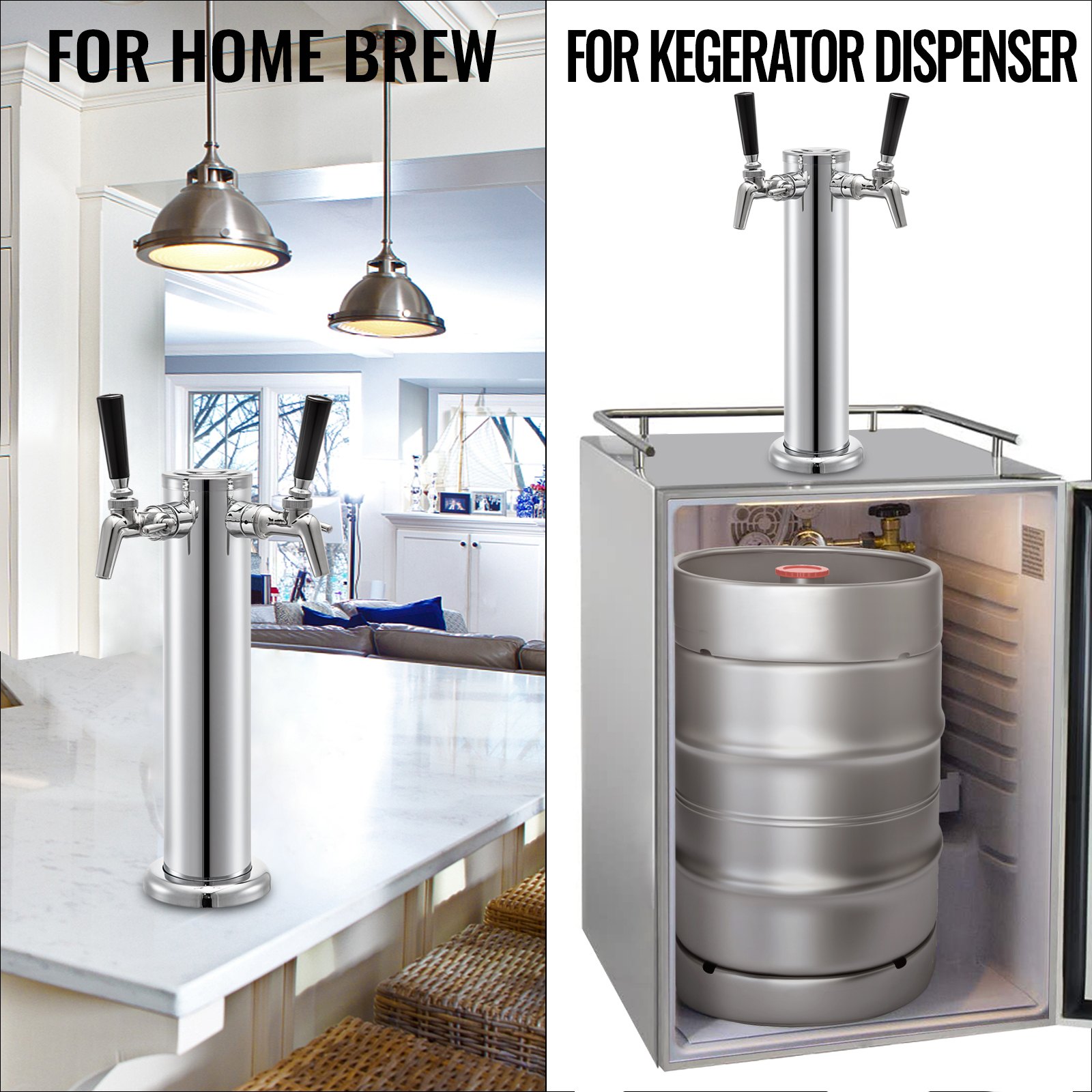 Torre de cerveza VEVOR para configuración de elaboración de cerveza casera y uso como dispensador de barril.