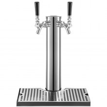 Torre de cerveza VEVOR, torre de barril de cerveza de barril con dos grifos, torre de acero inoxidable con bandeja de goteo de 30 x 18 cm, columna de 7,6 cm de diámetro, kit de torre de cerveza con manguera, llave y cubierta para el hogar y la cocina.