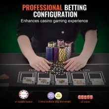 VEVOR Juego de fichas de póquer, juego de póquer de 500 piezas, juego completo de póquer con estuche de transporte, fichas de arcilla de casino pesadas de 14 gramos, tarjetas, botones y dados, para Texas Hold'em, Blackjack, juegos de azar