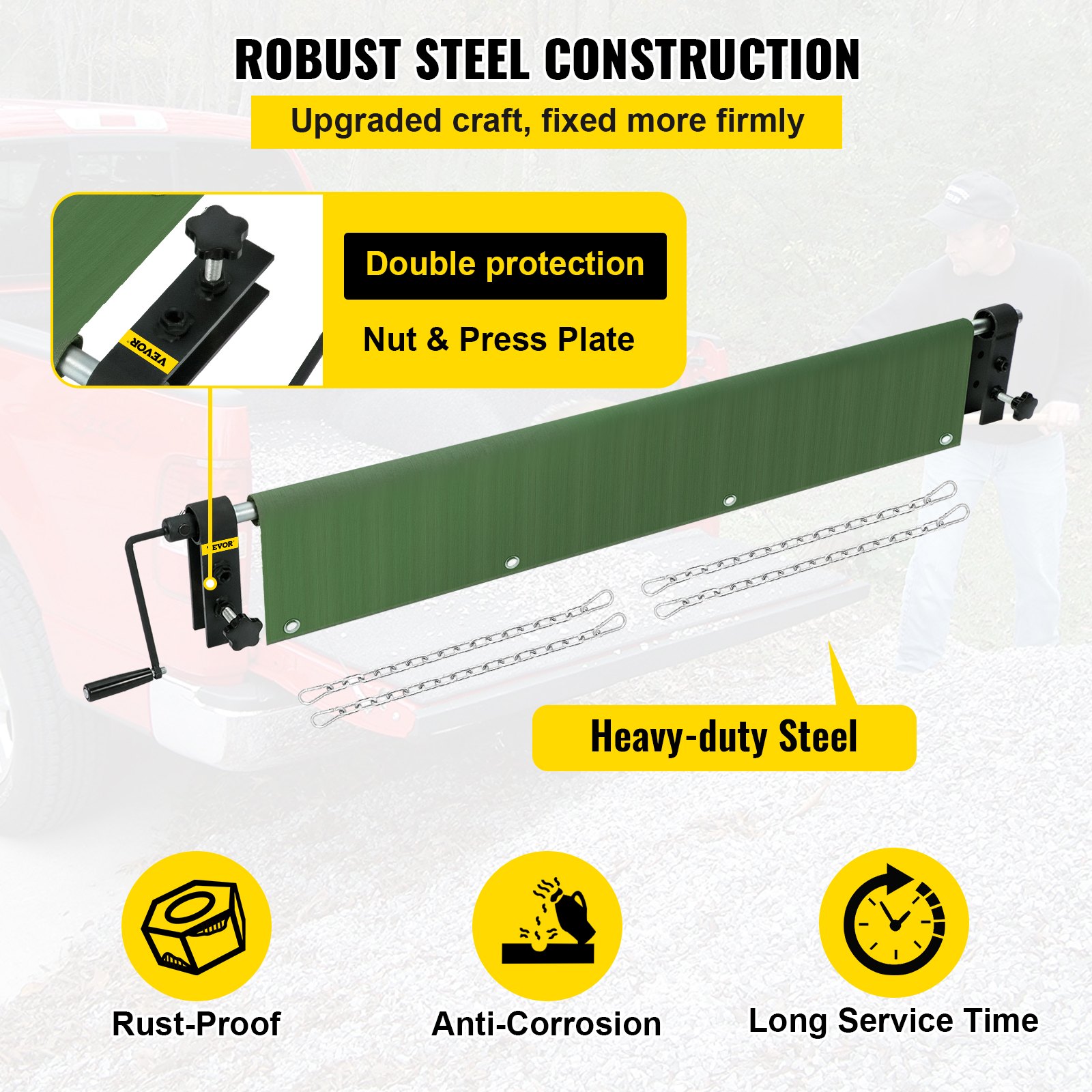 VEVOR Descargador de plataforma para camioneta, tapete de carga de capacidad de 2000 lbs/907 kg, descargador de camioneta resistente con manivela práctica, descargador de plataforma profesional para camionetas de tamaño completo y mediano