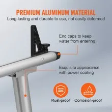 VEVOR Estante para camión, capacidad de 800 libras, estante de escalera de aluminio de 71 x 31 pulgadas para camión con 8 abrazaderas en C sin perforación, juego de dos barras para kayak, tabla de surf, madera, escalera