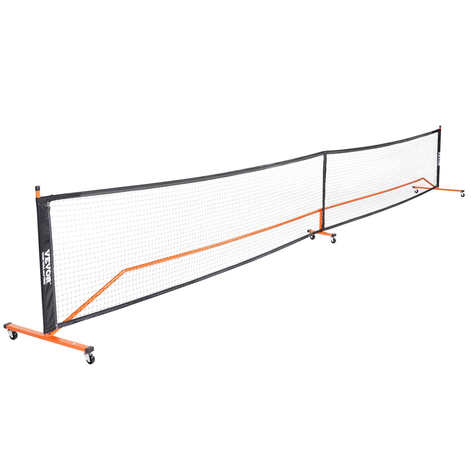 Red de pickleball VEVOR con altura ajustable y marco duradero sobre ruedas para fácil movilidad.