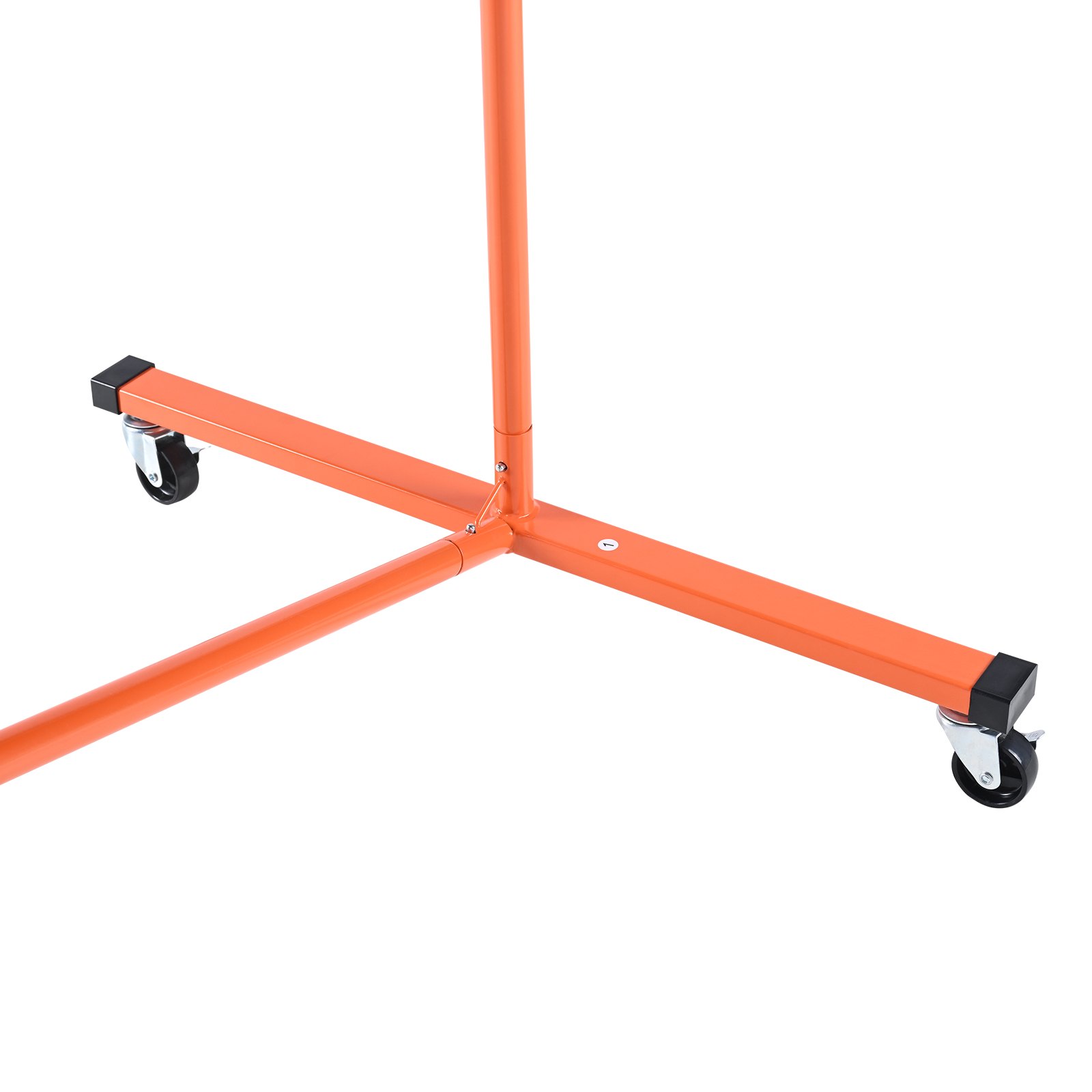 Marco de metal naranja con ruedas giratorias, parte del conjunto de red de pickleball VEVOR para una fácil movilidad.