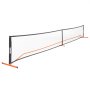 Juego de red de pickleball VEVOR con un marco resistente, red negra y detalles en naranja sobre un fondo blanco.