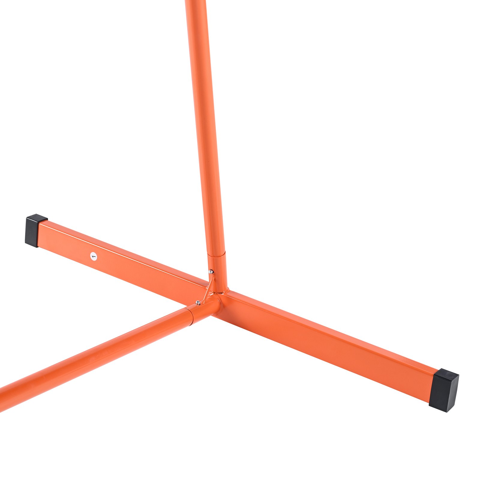 Marco de base naranja del conjunto de red de pickleball VEVOR con tapas de extremo negras para mayor estabilidad y equilibrio.