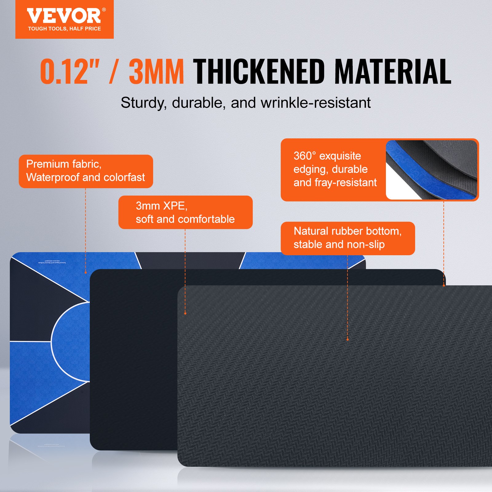 VEVOR - Tapete de póker plegable de 187 x 89 cm para mesa de póker, para 6-8 jugadores, con bolsa de transporte, rectangular, azul