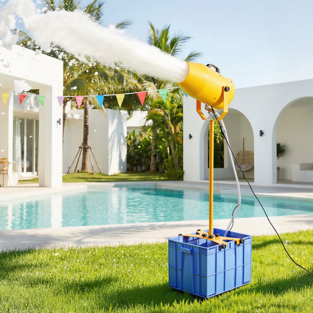 VEVOR Máquina de espuma, cañón de espuma con alcance de pulverización de 3 a 5 metros, máquina para fiestas, cañón de burbujas con tanque de agua de 74 cuartos, diseño vertical estable