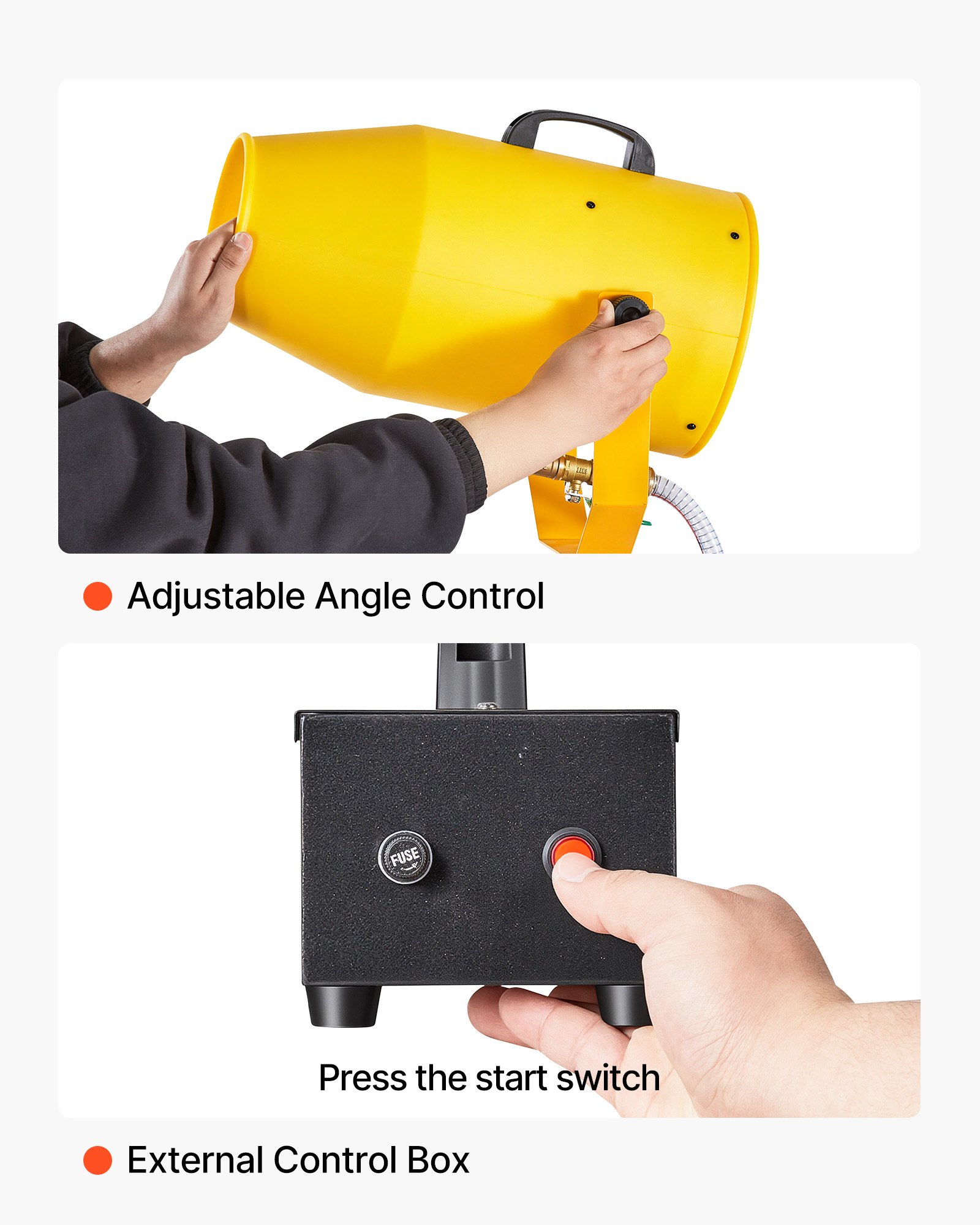 Máquina de espuma VEVOR, cañón de espuma para fiestas con alcance de 9,84 a 16,40 pies, cañón de burbujas con tanque de agua de 74 cuartos de galón, diseño vertical estable, generador de espuma densa para reuniones, celebraciones y fiestas.