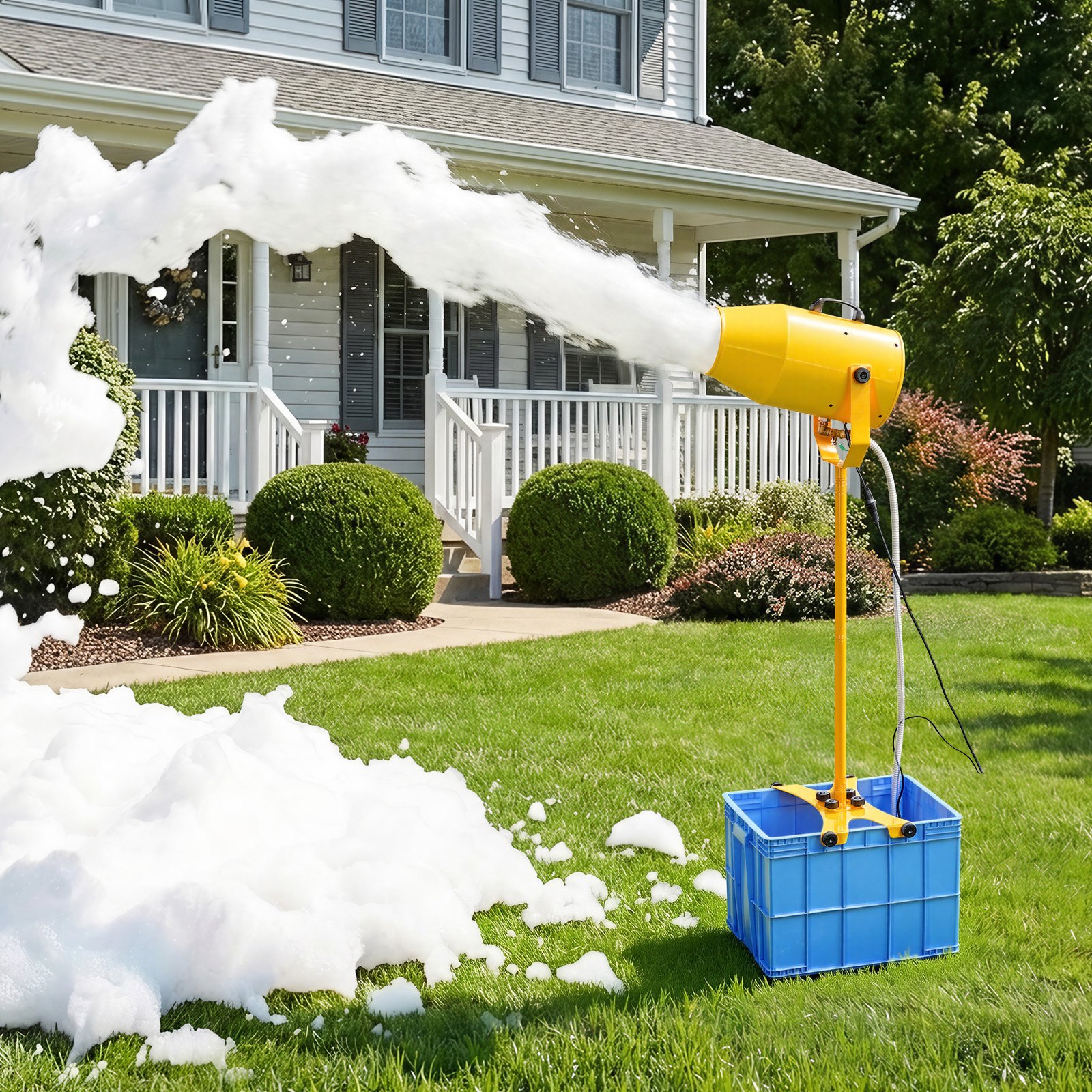 Máquina de espuma VEVOR, cañón de espuma para fiestas con alcance de 9,84 a 16,40 pies, cañón de burbujas con tanque de agua de 74 cuartos de galón, diseño vertical estable, generador de espuma densa para reuniones, celebraciones y fiestas.