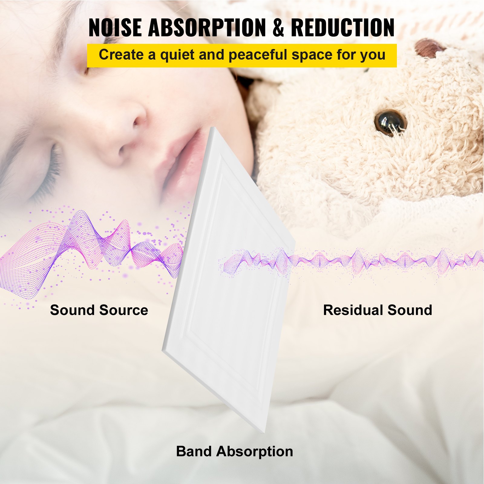 Absorción y reducción acústica con placas de espuma VEVOR para espacios tranquilos.
