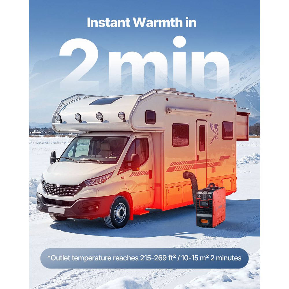 Calentador diésel VEVOR de 8 kW y 12 V CC, todo en uno, portátil, con control por aplicación Bluetooth, mando a distancia y pantalla LCD, depósito de combustible de 1,2 galones para vehículos, furgonetas, autocaravanas, caravanas y garajes.