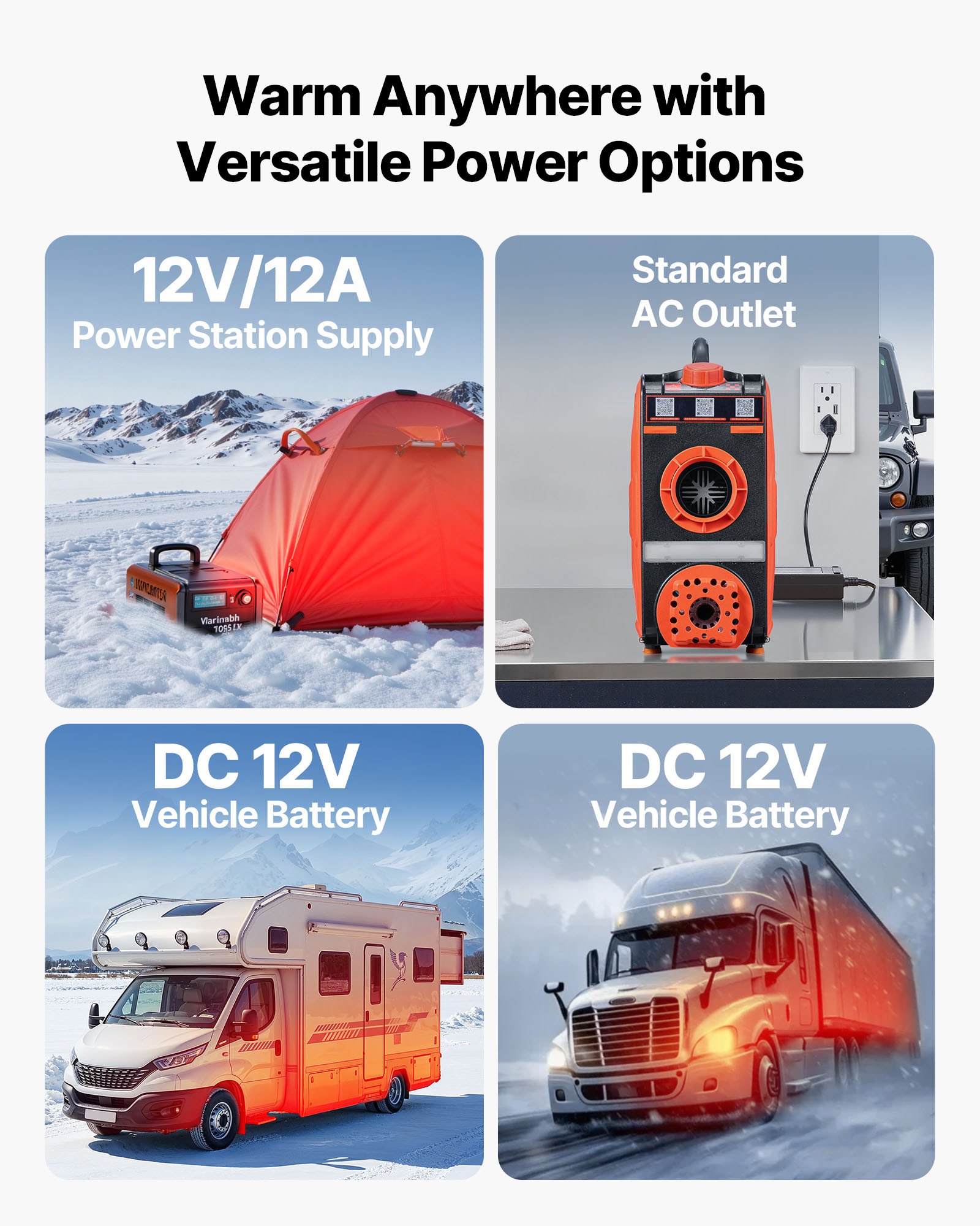 Calentador diésel VEVOR de 8 kW y 12 V CC, todo en uno, portátil, con control por aplicación Bluetooth, mando a distancia y pantalla LCD, depósito de combustible de 1,2 galones para vehículos, furgonetas, autocaravanas, caravanas y garajes.