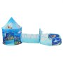 VEVOR - Tienda de campaña 3 en 1 para niños con túnel y aro de baloncesto para niños, niñas, bebés y niños pequeños. Casa de juegos desplegable para interior y exterior con bolsa de transporte y correas. Regalos de cumpleaños, color azul océano.