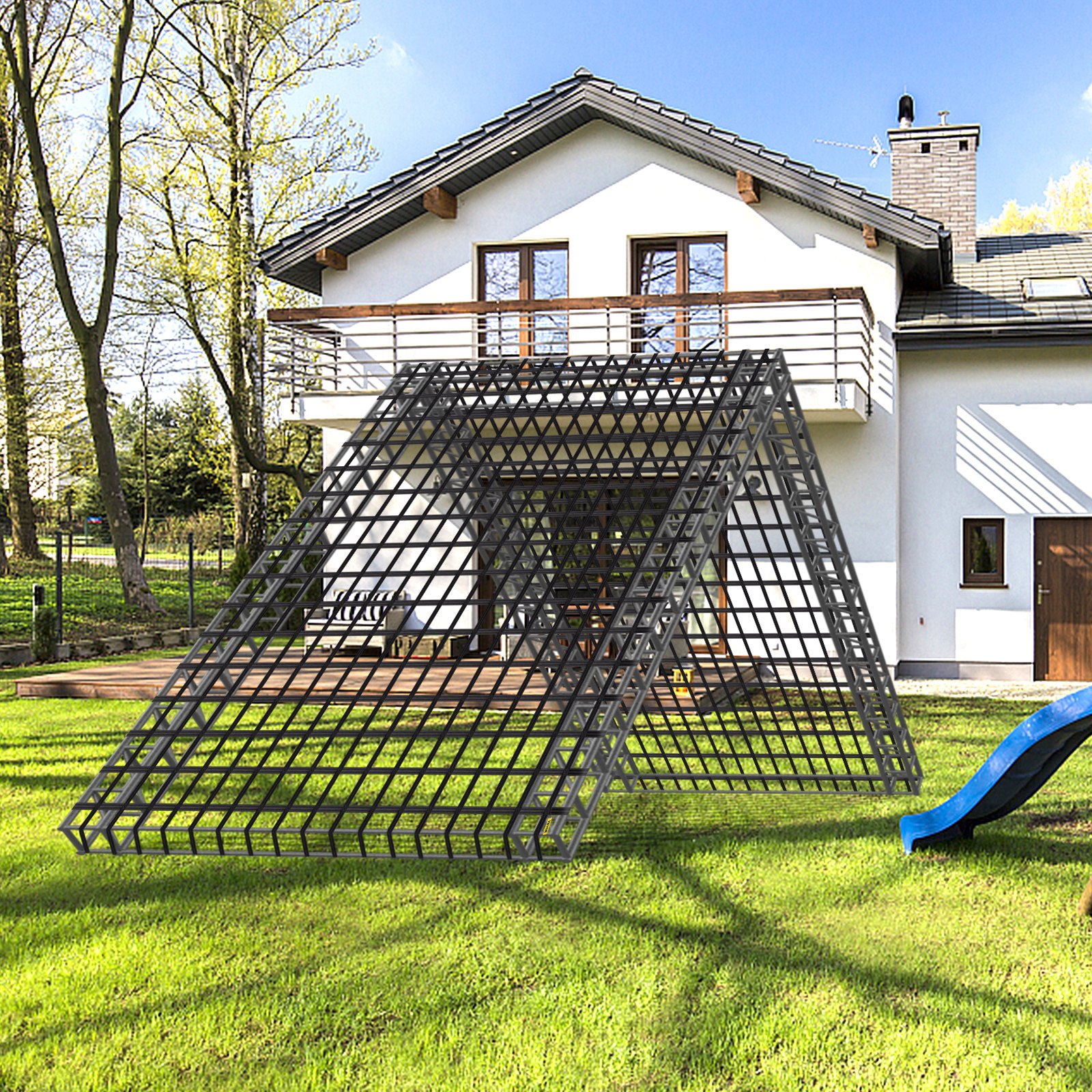 VEVOR Red de Carga para Escalada de 12' x 12', Escalera de Cuerda, Columpio, Red de Carga para Escalada de Poliéster para Patio de Juegos, Red de Carga Militar Grande para Escalada, Color Negro