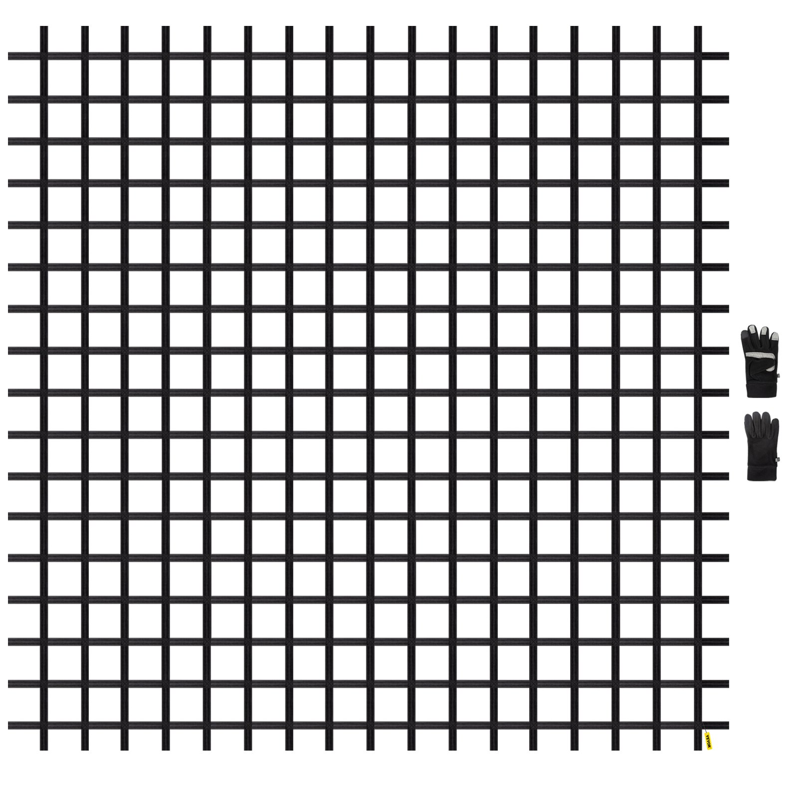 VEVOR Red de Carga para Escalada de 12' x 12', Escalera de Cuerda, Columpio, Red de Carga para Escalada de Poliéster para Patio de Juegos, Red de Carga Militar Grande para Escalada, Color Negro