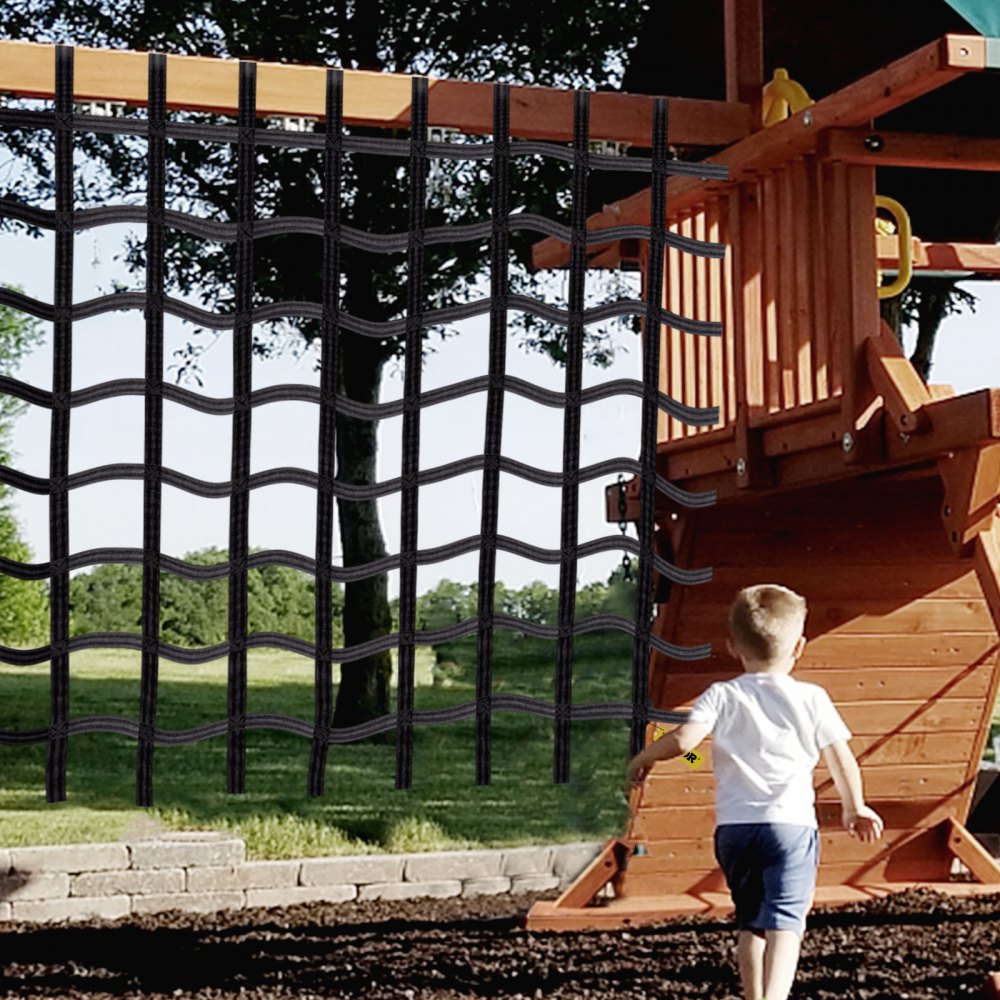 VEVOR Red de Carga para Escalada de 8' x 6', Escalera de Cuerda, Columpio, Red de Carga para Escalada de Poliéster para Patio de Juegos, Red de Carga Militar Grande para Escalada, Color Negro