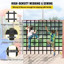 Red de carga para escalada VEVOR, red de escalada para patio de juegos de 8' x 6', material de poliéster, escalera de cuerda, columpio, red de carga militar grande para escalada para niños y adultos, interior y exterior, casa del árbol, gimnasios de la selva