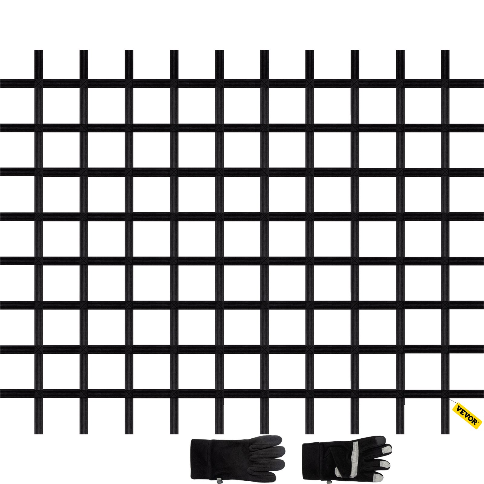 VEVOR Red de Carga para Escalada de 8' x 6', Escalera de Cuerda, Columpio, Red de Carga para Escalada de Poliéster para Patio de Juegos, Red de Carga Militar Grande para Escalada, Color Negro