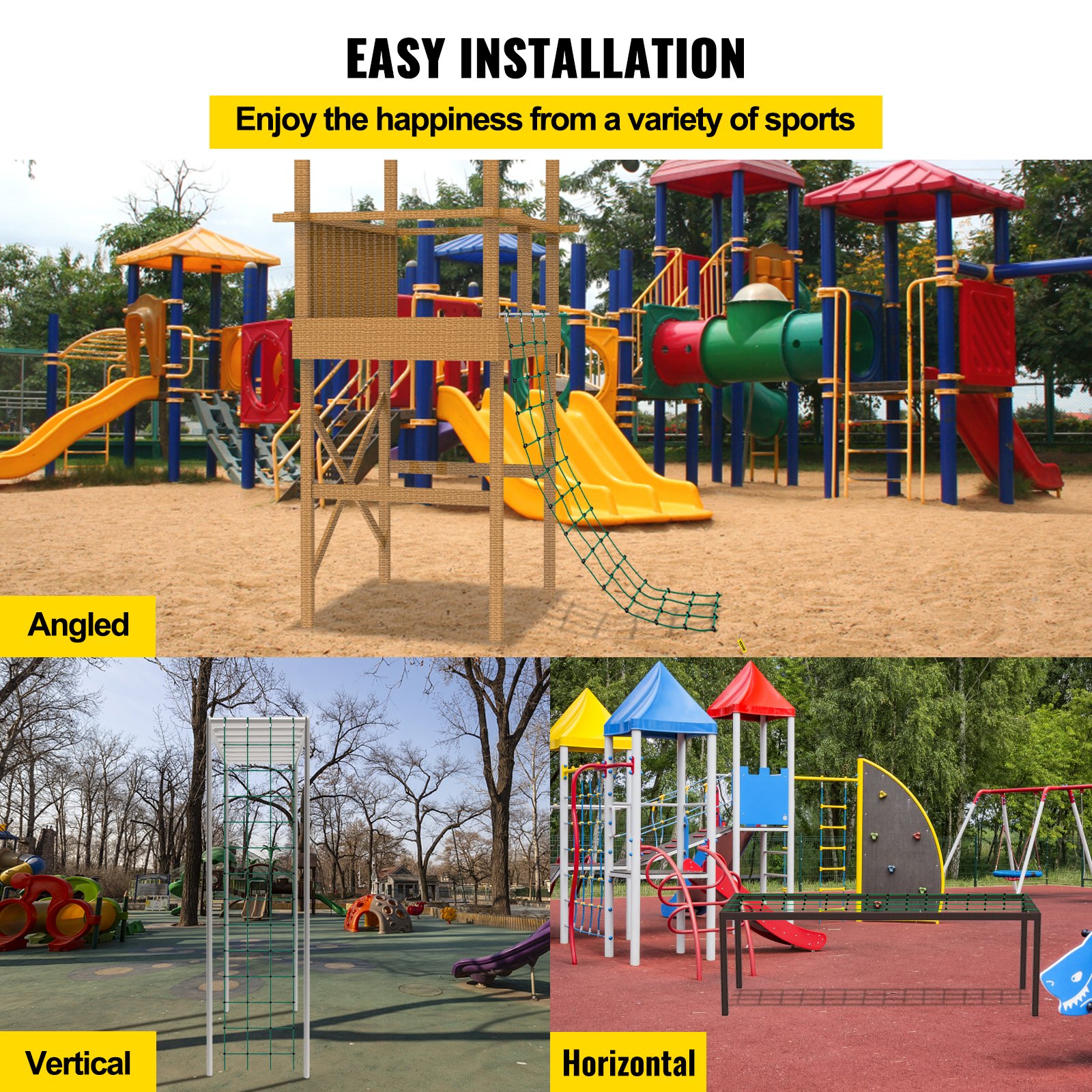 VEVOR Red de Carga para Escalada de 30" x 150", Escalera de Cuerda, Columpio, Red de Carga para Escalada de Poliéster para Patio de Juegos, Red de Carga Militar Grande para Escalada, Color Verde