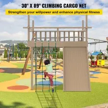 Red de carga para escalada VEVOR, red de escalada de 30 x 89 pulgadas, red de carga para escalada de poliéster, escalera de cuerda, columpio, red de carga militar grande para escalada para niños y adultos, interior y exterior, casa del árbol, verde