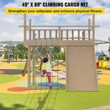 Red de carga para escalada VEVOR, red de escalada de 49 x 77 pulgadas, red de carga para escalada de poliéster, escalera de cuerda, columpio, red de carga militar grande para escalada para niños y adultos, interior y exterior, casa del árbol, verde