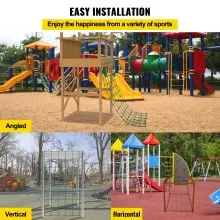 Red de carga para escalada VEVOR, red de escalada de 49 x 77 pulgadas, red de carga para escalada de poliéster, escalera de cuerda, columpio, red de carga militar grande para escalada para niños y adultos, interior y exterior, casa del árbol, verde
