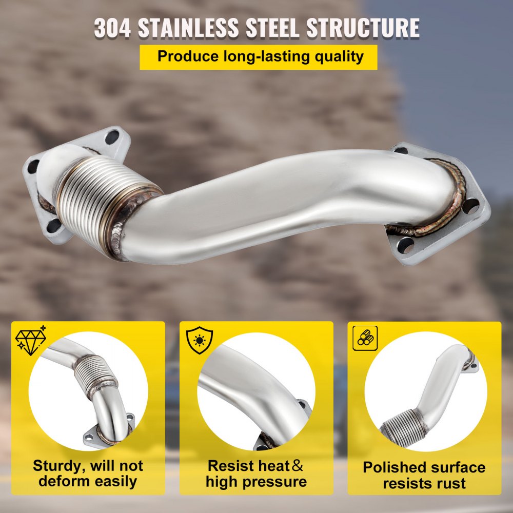 Tubo ascendente VEVOR duramax: estructura de acero inoxidable 304, resistente al calor, superficie pulida.