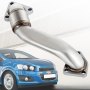 Tubo ascendente VEVOR duramax delante de un hatchback chevrolet azul.