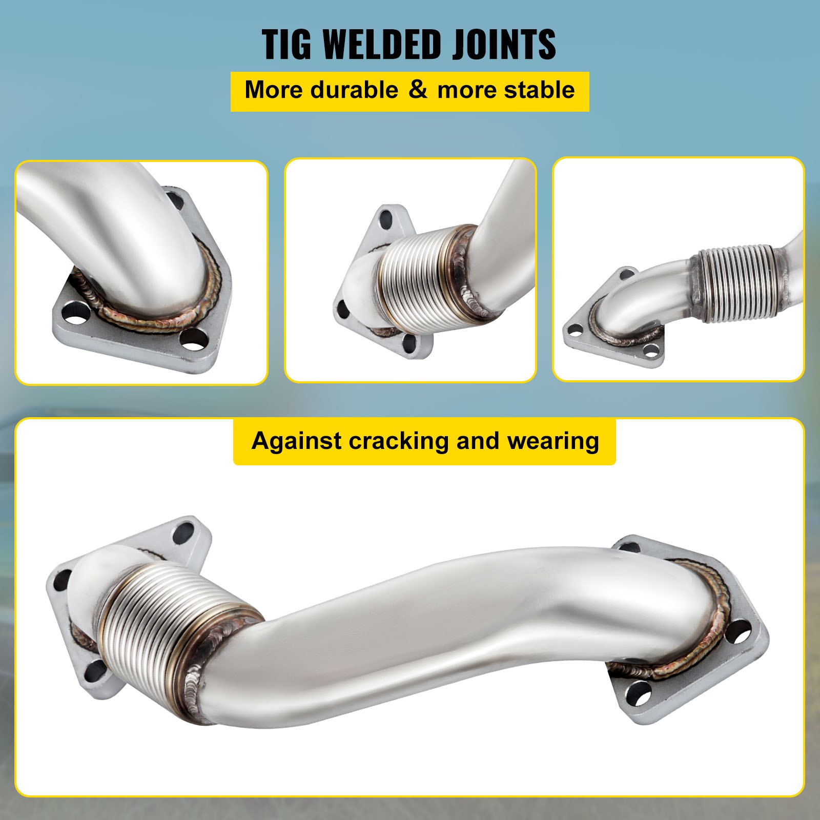 Tubería ascendente VEVOR duramax con juntas soldadas tig, duradera y resistente al agrietamiento.