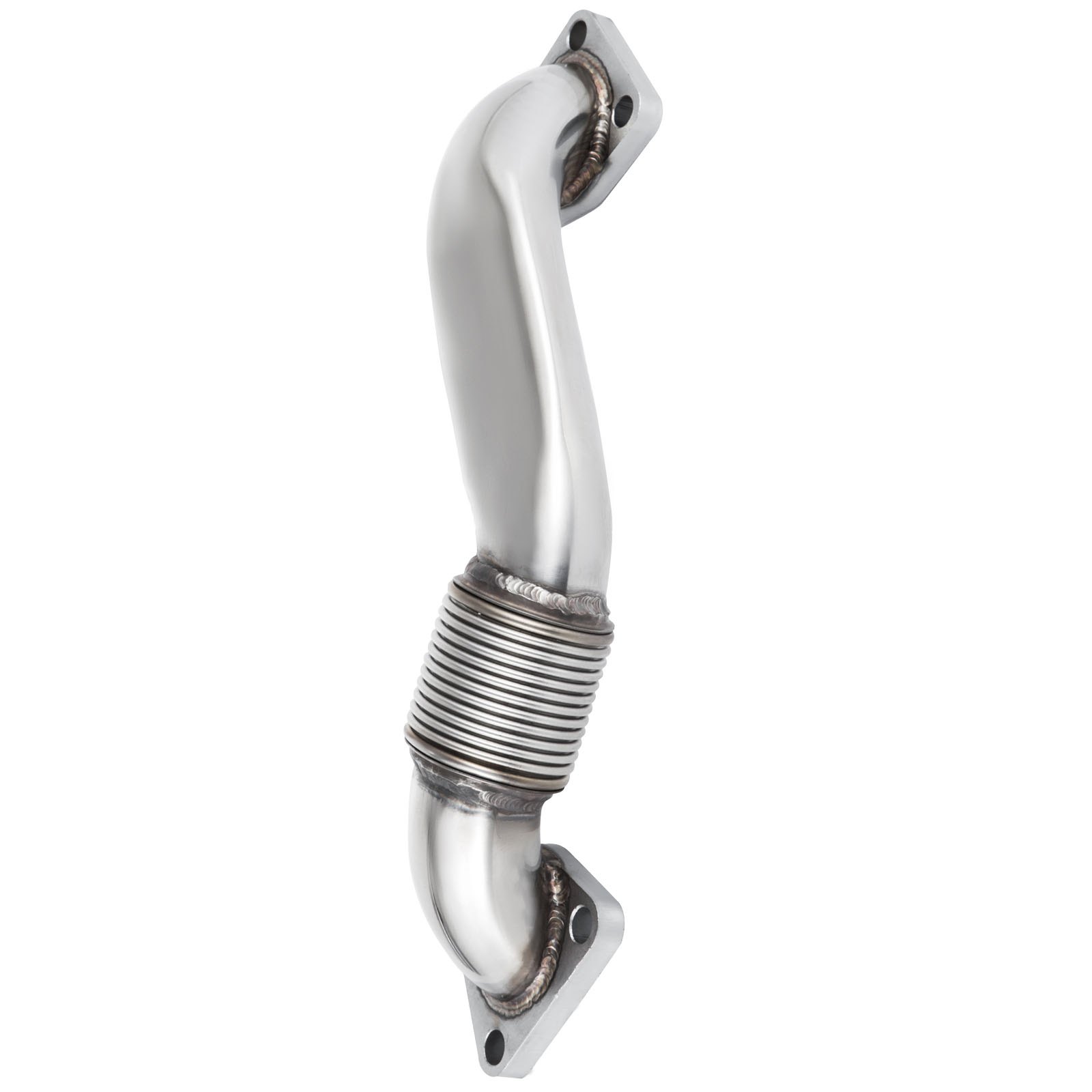 Tubo ascendente VEVOR duramax pulido con junta flexible de acero inoxidable y bridas de montaje.