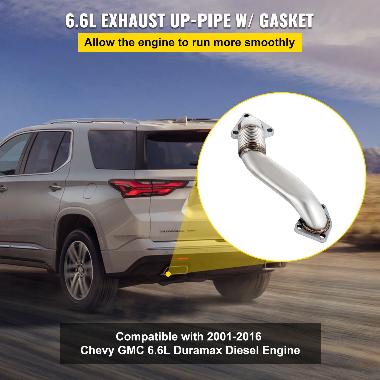 VEVOR Duramax - Perno de cabecera en el tubo superior del lado del pasajero con juntas para GM 6.6L Diesel LB7 LLY LBZ LMM LML 6.6L 2001-2016, color plateado