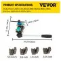 Herramienta de abocardado de líneas de freno VEVOR, abocardado de 45 grados, simple, doble y de burbuja para tubos de 3/16", 1/4", 5/16" y 3/8", ideal para metales blandos y líneas de cobre.