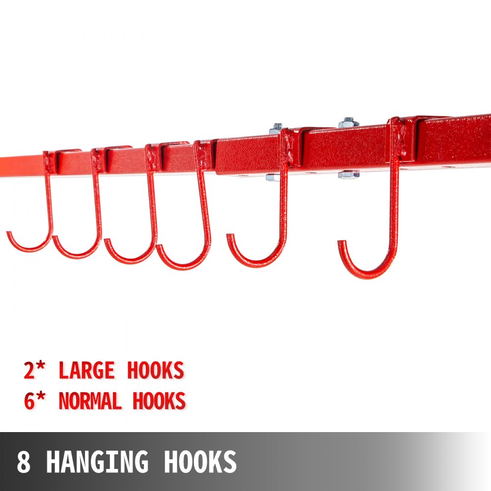 Soporte para pintura automotriz VEVOR rojo con 8 ganchos resistentes para colgar.