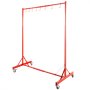 Soporte para pintura automotriz VEVOR rojo con ocho ganchos y ruedas giratorias.