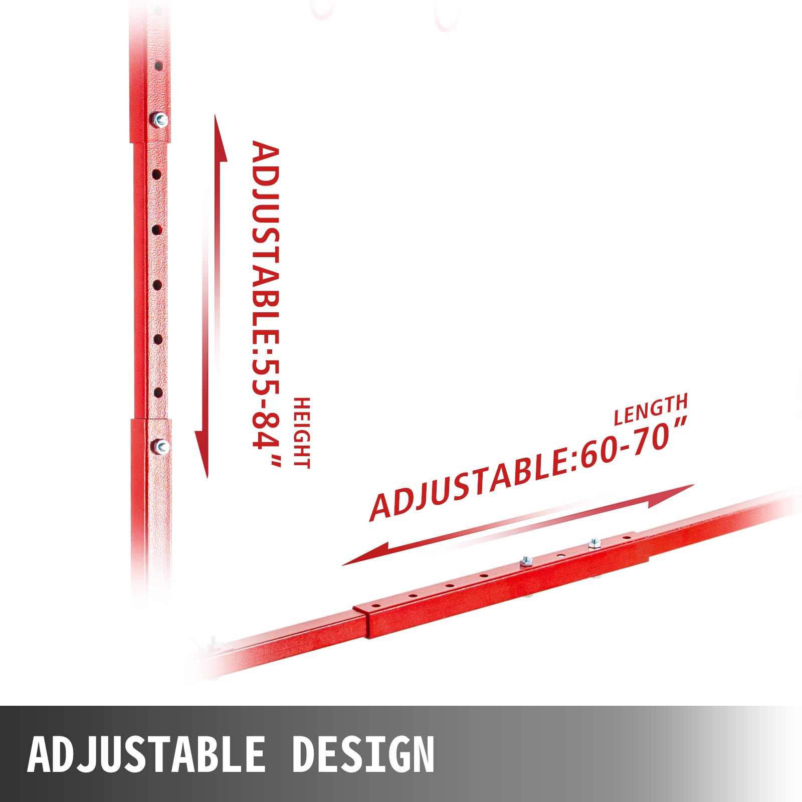Soporte de pintura automotriz VEVOR con altura ajustable (55-84&quot;) y longitud (60-70&quot;).