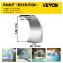 VEVOR Fuente de Piscina de Acero Inoxidable 200mm x 400mm Fuente de Cascada Curvado Fuente Estanque de Agua para Jardín Patio Cascada para Piscina Fuente de Piscina Cascada de Agua para Patio, Rocalla