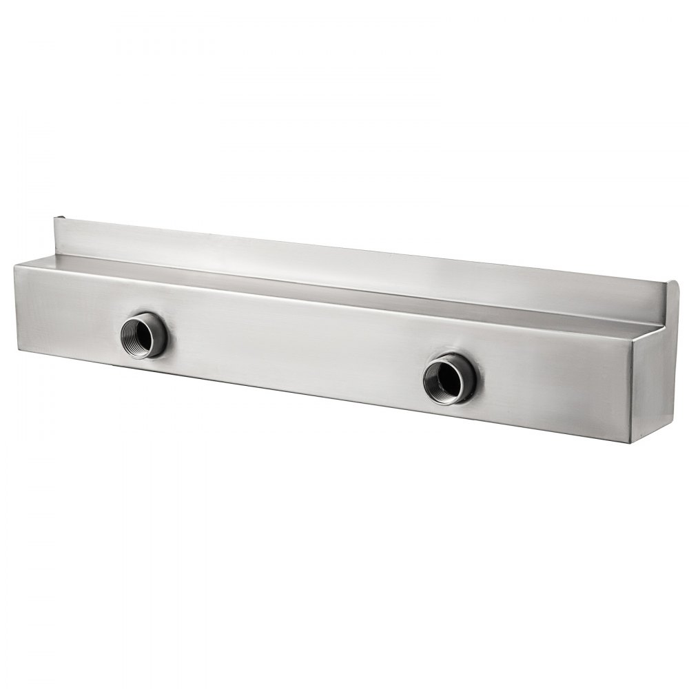 Fuente de piscina VEVOR de color plata metalizada con conexiones de doble tubería.