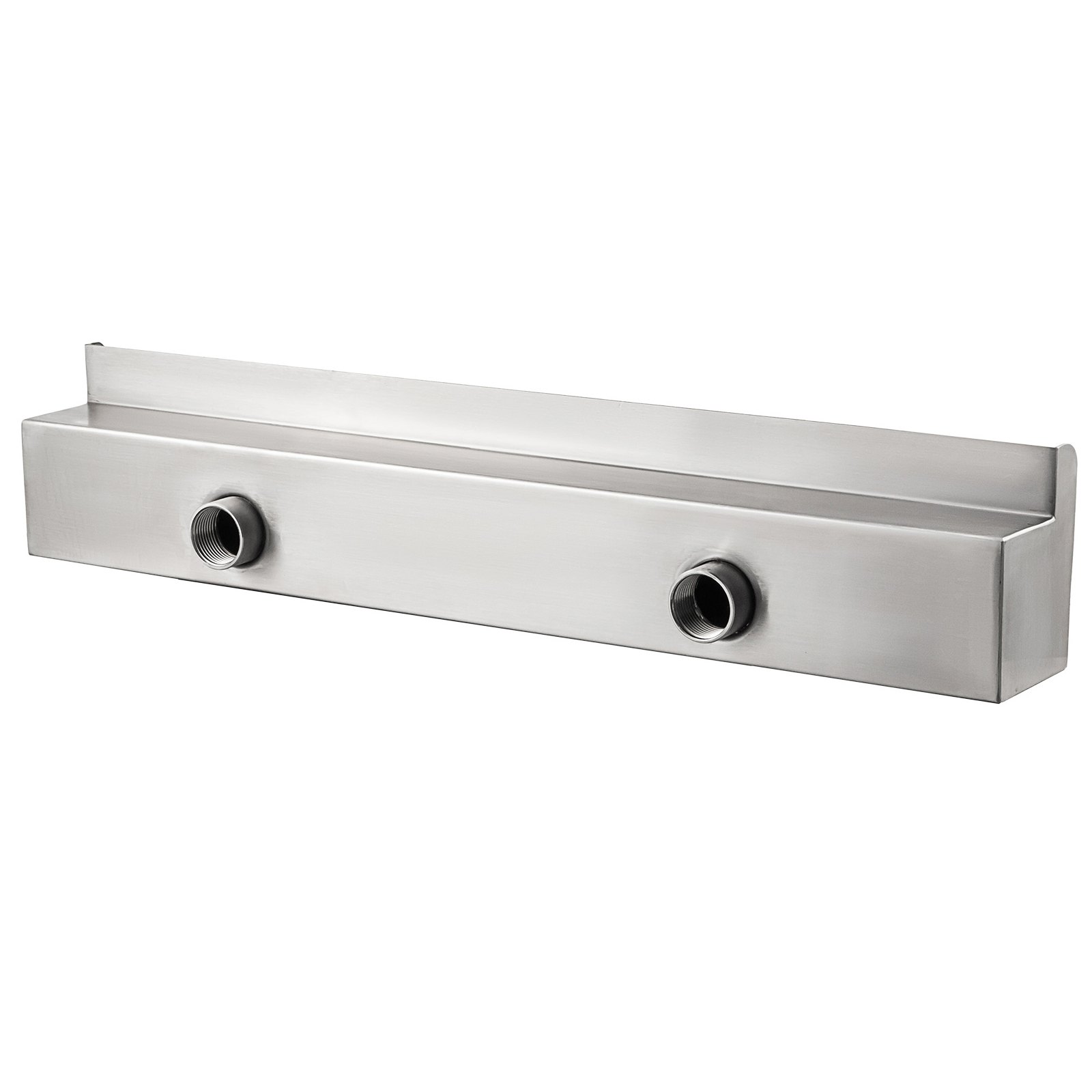 Fuente de piscina VEVOR de color plata metalizada con conexiones de doble tubería.