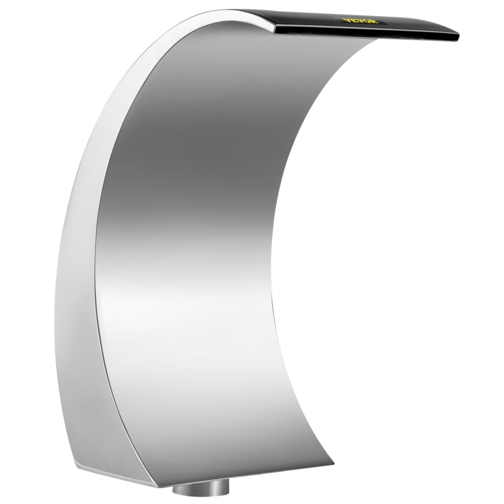 VEVOR Fuente Cascada para Piscina Acero Inoxidable, Fuente Estanque con Tamaño de 30 x 60 x 45 cm, Fuentes de Piscina de Plata, Diseño Curvo, Alta Resistencia para Estanque de Jardín o Piscinas
