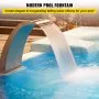 VEVOR Fuente Cascada para Piscina Acero Inoxidable, Fuente Estanque con Tamaño de 30 x 60 x 45 cm, Fuentes de Piscina de Plata, Diseño Curvo, Alta Resistencia para Estanque de Jardín o Piscinas