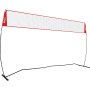 Red de entrenamiento de voleibol VEVOR con bordes rojos y soportes negros, ideal para sesiones de práctica.